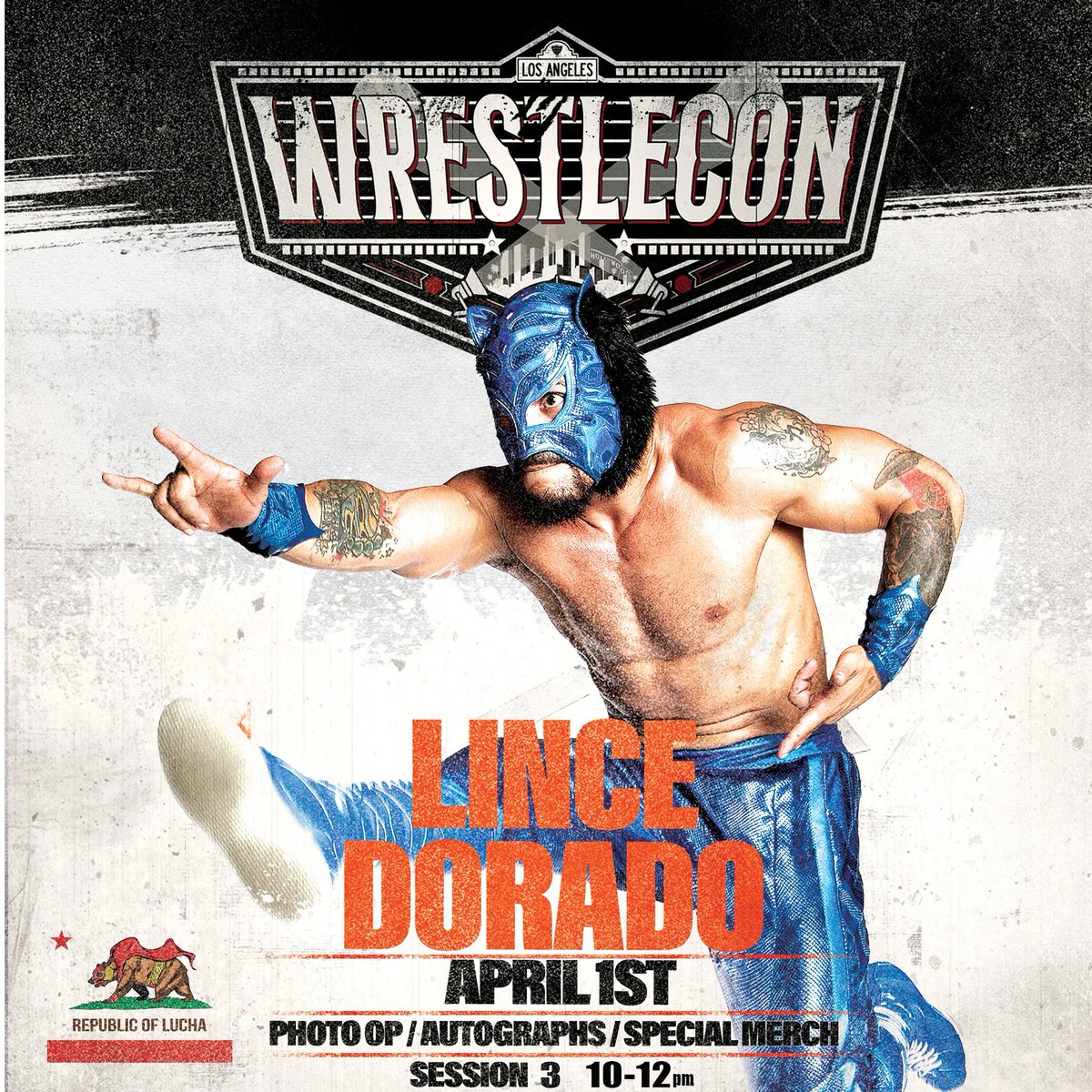 LuchaBrothersmx's tweet photo. ⭐️WRESTLECON MEET &amp; GREET SCHEDULE!⭐️

Session 1 Lucha Bros + Mark Briscoe: 9a -11:30a

Session 3 Mark Briscoe 9a -11a
Session 3 Lince Dorado 10a-12p
Session 3 Lucha Bros + Alex 12p-2p

⭐️Presale tix at 20% off:
https://t.co/iy2kved0t6
⭐️Session 3 day pass available! https://t.co/dkTBff1WjZ
