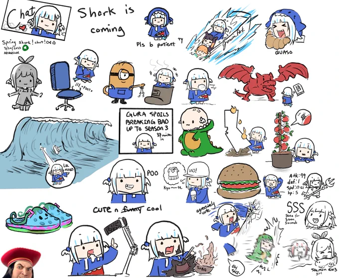 Spring shark chat doodles tonight!
#gawrt 
