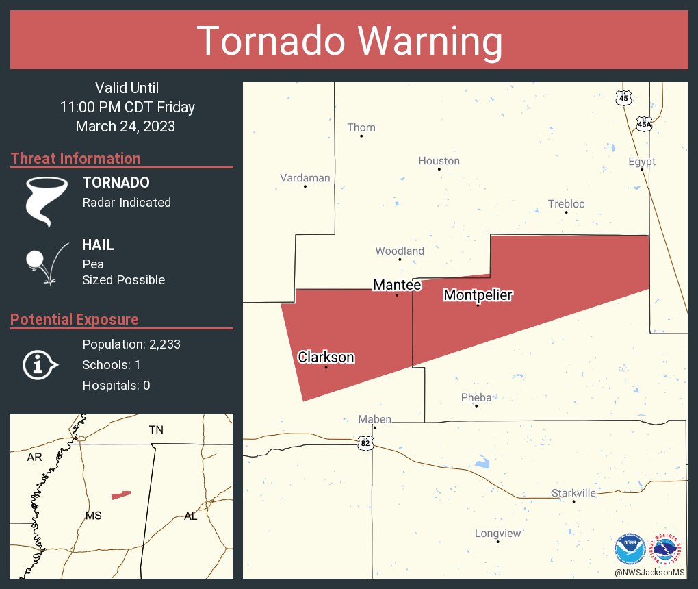 NWS Tornado on Twitter "Tornado Warning including Mantee MS