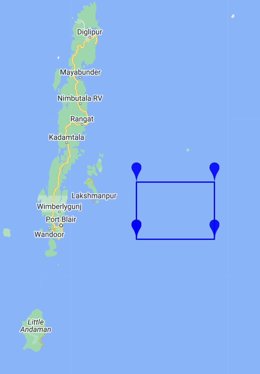 goutam_2010's tweet image. Window period : 2023-04-03 07:45 - 2023-04-28 09:45

Purpose: firing practice by @IndiaCoastGuard 

#Areawarning #portblair #India