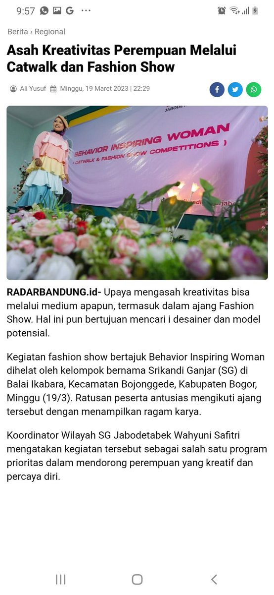 Srikandi_Ganjar's tweet image. Srikandi Ganjar Jabodetabek bersama  @naldaf.project mengelar catwalk &amp;amp; fashion show competition di bogor

radarbandung.id/2023/03/19/asa…

#catwalkmodel
#fashionshow
#gardaperempuanmilenial 
#Ganjarpranowo
#Presiden2024
#PilihrambutPutih