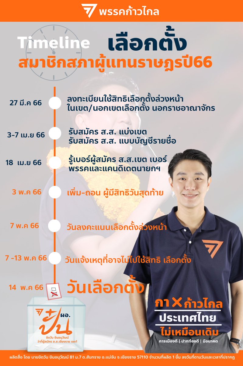 chittawanpan's tweet photo. 14 พฤษภาคม 2566 ปากกาในมือท่านจะเป็นผู้กำหนดเส้นทางของประเทศนี้
"อย่ารอคอยการเปลี่ยนแปลง 
แต่จงเข้ามาเป็นส่วนหนึ่งของมัน"
เข้าคูหา กาชิตวัน เพื่อชาวเชียงรายปากท้องดี มีอนาคตครับ
#ชิตวันชินอนุวัฒน์
#พรรคก้าวไกล
#เชียงรายเขต1
#เลือกตั้ง66
#ปั๋นหื้อเจียงฮาย 
#เจียงฮายคิกออฟ https://t.co/ZaNKvOZ580