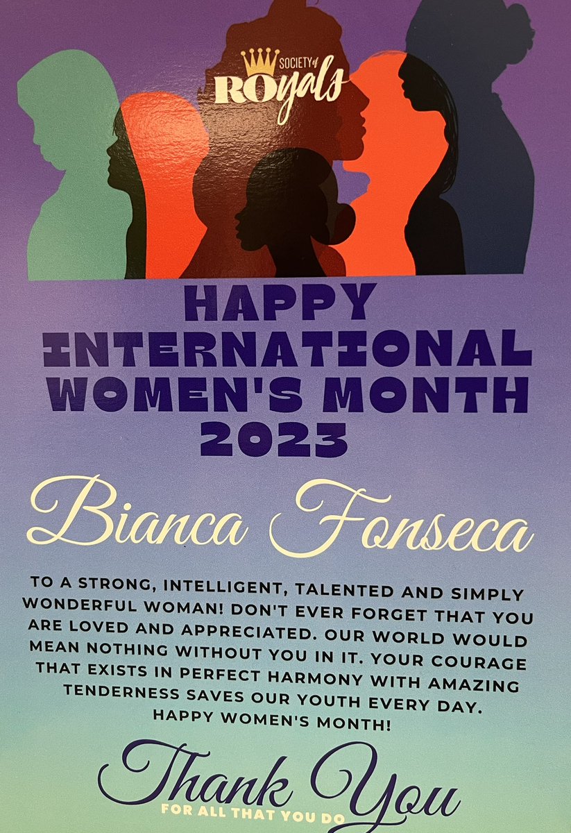 bfonseca09's tweet photo. Today I was given an award by CIS and the ‘Society of Royals’ student organization recognizing for International Women’s Month! I am so honored! The students nominated 8 staff members that have made an impact in their lives. Thank you @NedSyble @KlentzmanTigers https://t.co/Hm4MI14r61
