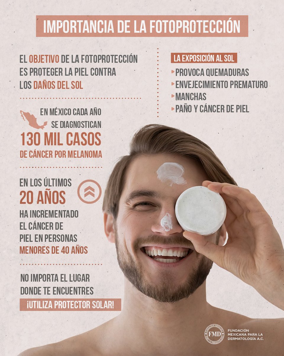 FMDermatologia's tweet image. Se calcula que gran parte de la población de 18 años ya ha recibido entre el 50% y 80% de la radiación a la que se verán expuestos a lo largo de su vida. Tu piel nunca olvida empieza a cuidarla. 
#FMD #Dermatología #Dermatólogos #CuidamosTuPiel #Cuida TuPiel #Fotoprotección
