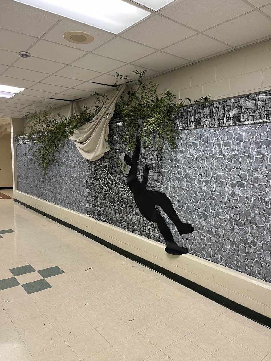 KbstevenKym's tweet photo. Look out @delandbulldogs the 10th  grade team is at it again. Gone is our Macbeth castle hallway and going up is Lord of the Flies https://t.co/fyoQQfqSY9