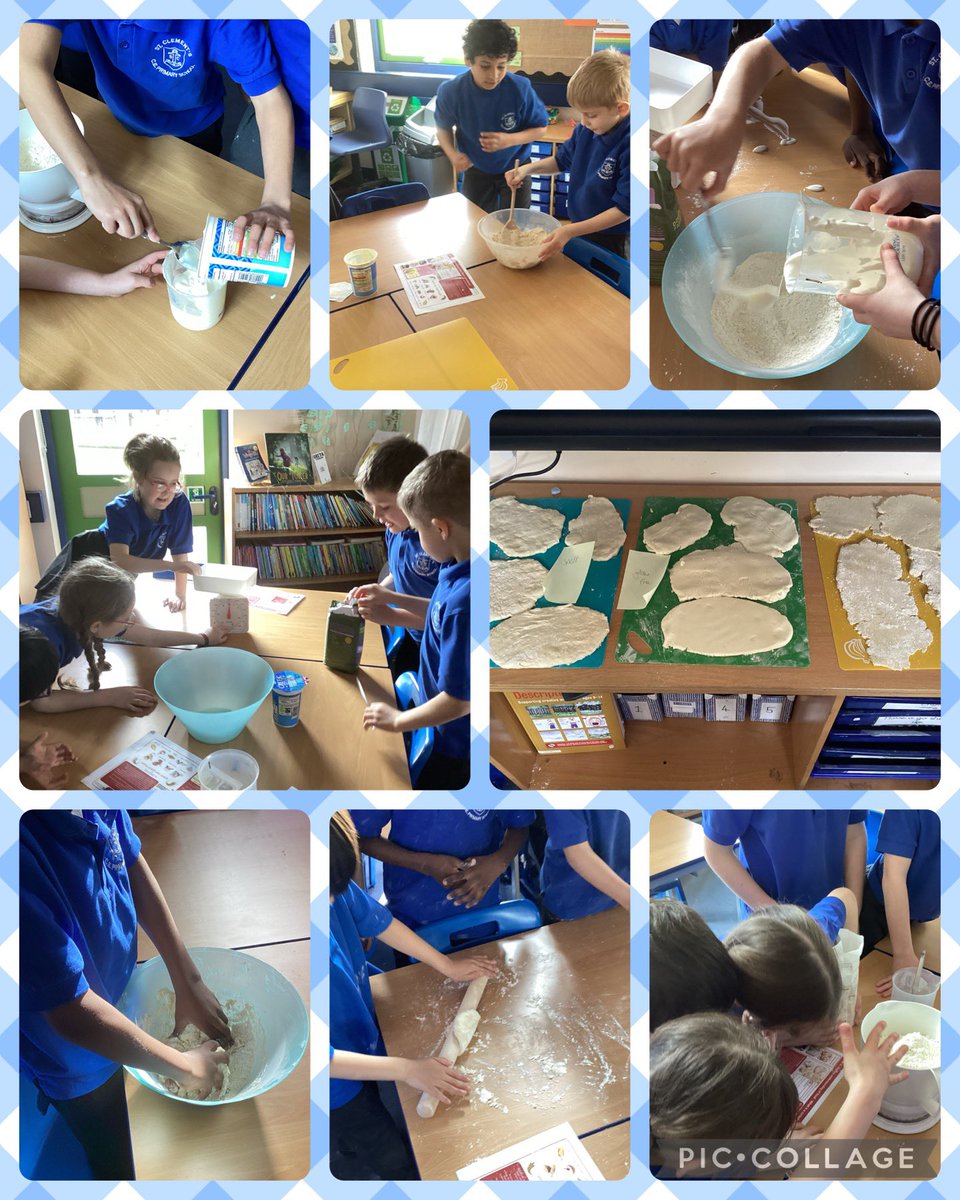 ClementSchool's tweet photo. In DT this week Year 3 adapted a flatbread recipe using alternative flours. We also had to make adaptations along the way as some flours required more yogurt than the original recipe. 🧑🏽‍🍳⏲️🥠 https://t.co/FloC1Q5CkZ