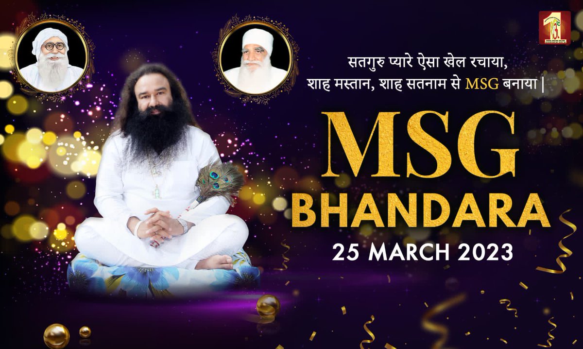 DSSNewsUpdates's tweet photo. Heartiest congratulations on the #MSGBhandara when Parampita Shah Satnam Ji Maharaj bestowed the method of meditation to Saint Dr. @Gurmeetramrahim Singh Ji Insan. https://t.co/m07sFfbibB