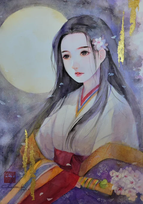 あいにくの雨ですぬが桜恋2023GALLERY AND LINKS81(銀座)本日最終日16:00までです!お足元お気をつけて遊びに来てくださいまし(地図は固ツイ) #美人画  #銀座  #ギャラリー 