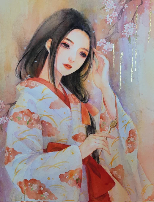 あいにくの雨ですぬが桜恋2023GALLERY AND LINKS81(銀座)本日最終日16:00までです!お足元お気をつけて遊びに来てくださいまし(地図は固ツイ) #美人画  #銀座  #ギャラリー 
