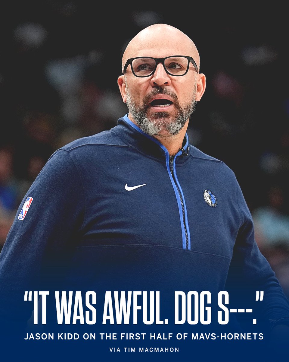 SportsCenter's tweet photo. Jason Kidd was not happy with how Dallas played in the first half vs. Charlotte 😳

(via @espn_macmahon) https://t.co/4fgThCpZHl