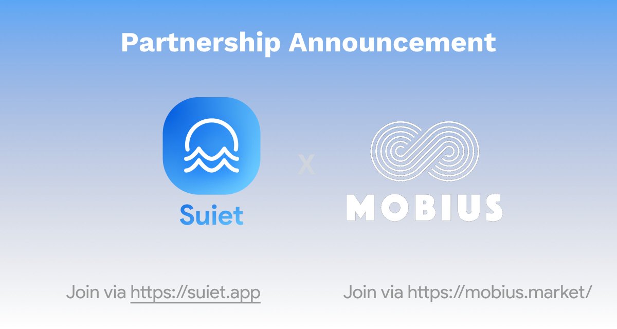 suiet_wallet's tweet photo. 🚀🤝 We're thrilled to announce an exciting partnership between @suiet_wallet and @mobius_market! To celebrate, we're #giveaway #airdrop of $MOB tokens! 🎉💰.
1000 $MOB total for 10winners! To be eligible:

1️⃣ Follow @suiet_wallet  and  @mobius_market
2️⃣ RT &amp; Love &amp; Tag 3 frenz. https://t.co/HGBwtca1AG