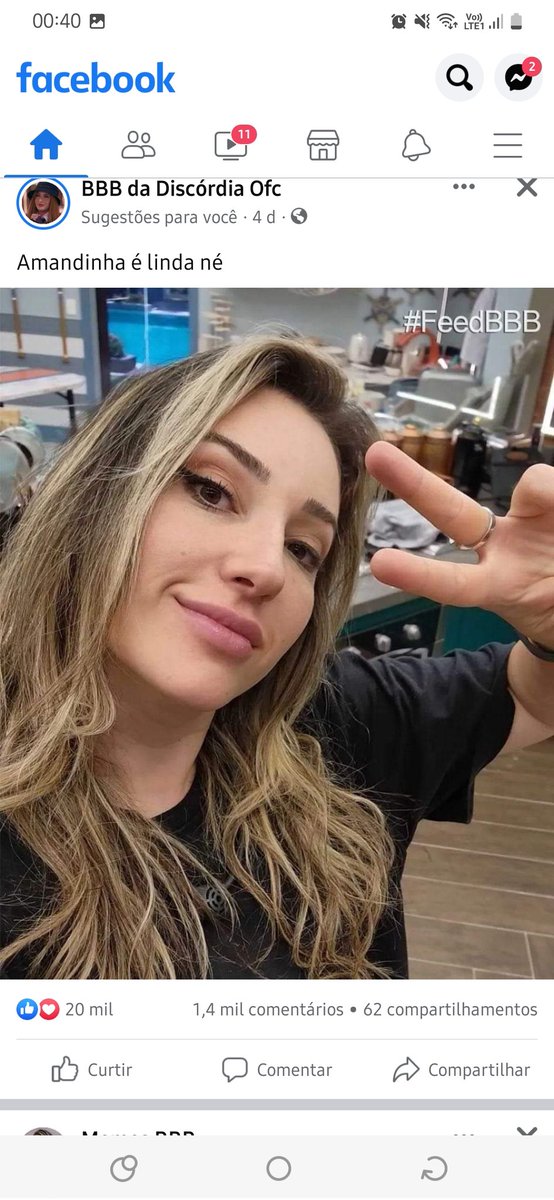 De novo, dois posts seguidos agora dessa acamada. Eu nem falo de bbb no ...