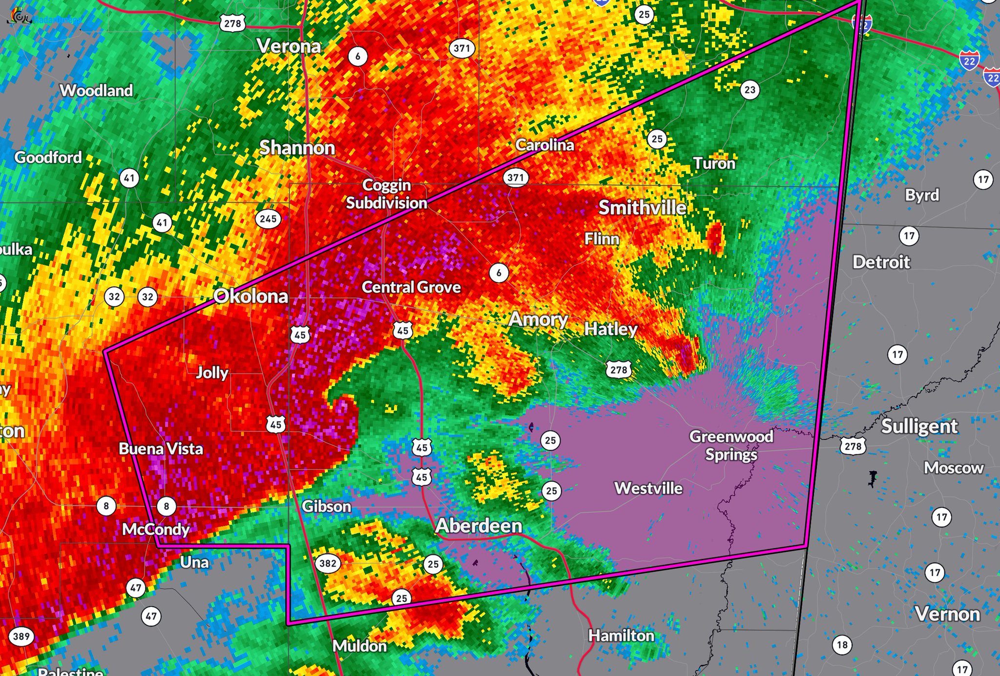 Ryan Hall, Y’all on Twitter "🚨PDS Tornado Warning continues for Amory