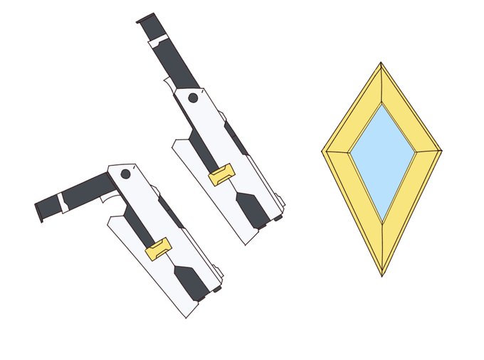 だいぶ元ネタに寄っちゃったからそのうち描き直すうちの子武器とこんな感じ変身アイテム 