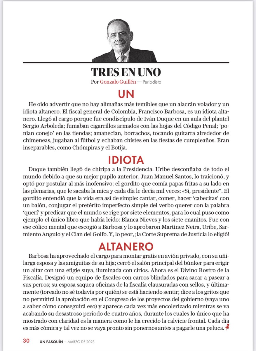 He aquí ⁦<a href="/UnPasquin/">El Periódico de la O</a>⁩ de verdad, del empresario de papel periódico ⁦<a href="/VLADDO/">Vladdo</a>⁩. Sale cada vez que puede, llueva o truene. Soy del equipo fundador y esta es mi columna más reciente, por sí acaso alguien quisiera leerla.