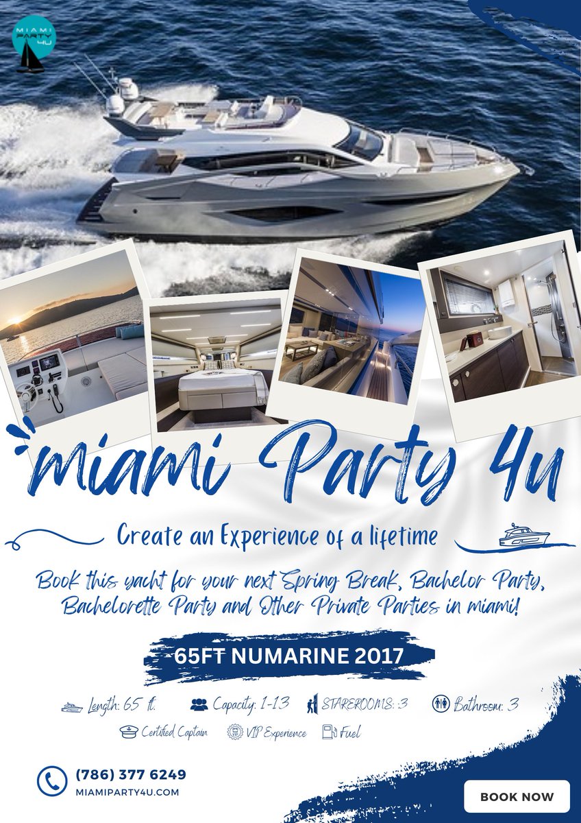 MiamiParty4u's tweet photo. Miami Party 4U specializes in luxury yacht rentals in Miami and Party Boat Charters. Celebrate your special occasion in one of our luxury Miami Yachts and explore Miami by the water. Call us at (305) 721 8902 or Visit https://t.co/JdoTvIk8vf  to learn more about 65 Numarine 2017. https://t.co/dgDiAP2Mkb