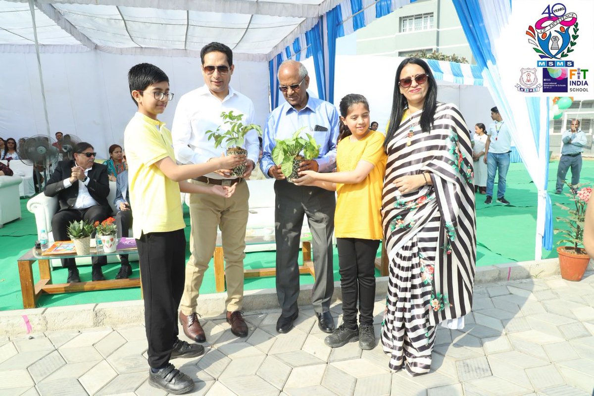 MSMSDelhi's tweet photo. On the special event of #SportsDay Abhimaan- Commemorating #G20 Presidency of India@ #MSMS welcomed the honourable dignitaries with beautiful saplings &amp; planters. 

Young Mahavirians spread the message of rooting for one another &amp; watching each other grow. 

@kheloindia https://t.co/n6p40yGvoU