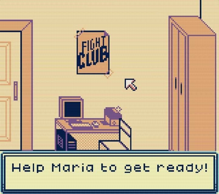 ChewyChan2's tweet photo. Me and my friend @MrHorem started to make a homebrew GBC game recently.
It's a spicy point and click adventure about caffeine addict office gal
Stay tuned, demo gotta be ready soon.

#GBC #GameBoy #GameBoyColor #gamedev #RETRO #RETROGAMING #RetroGame #8bit #GBStudio #pixelart https://t.co/882a1VgIJB