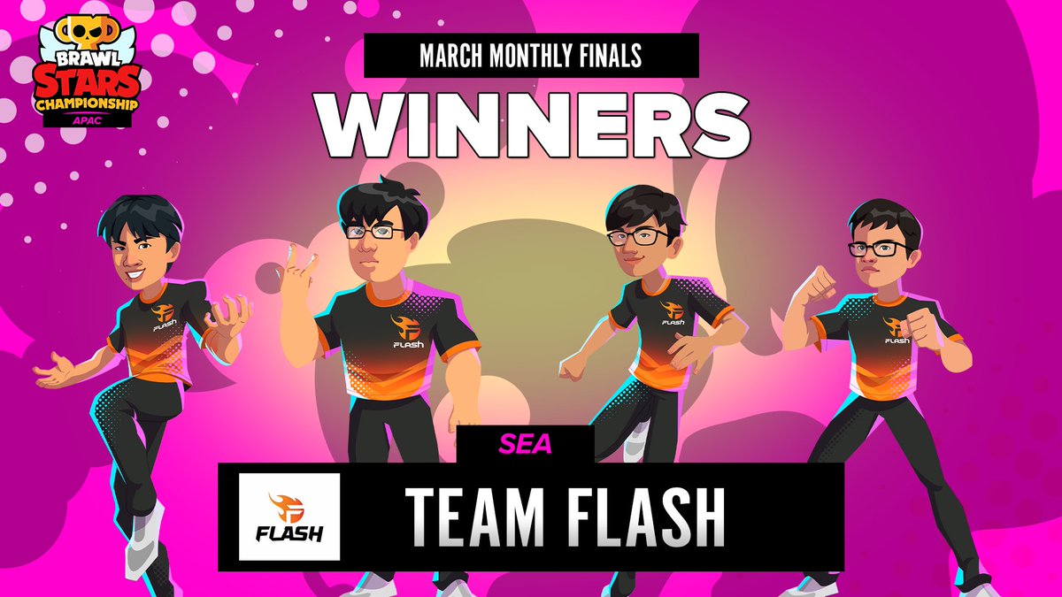 Brawl Stars Esports (@brawl_esports) on Twitter photo Your #BSC23 March Monthly Finals SEA Monthly Finals Winners, <a href="/teamflash_gg/">Team Flash</a>!! 🔥
Congratulations 🏆 Your #BSC23 March Monthly Finals SEA Monthly Finals Winners, <a href="/teamflash_gg/">Team Flash</a>!! 🔥
Congratulations 🏆
