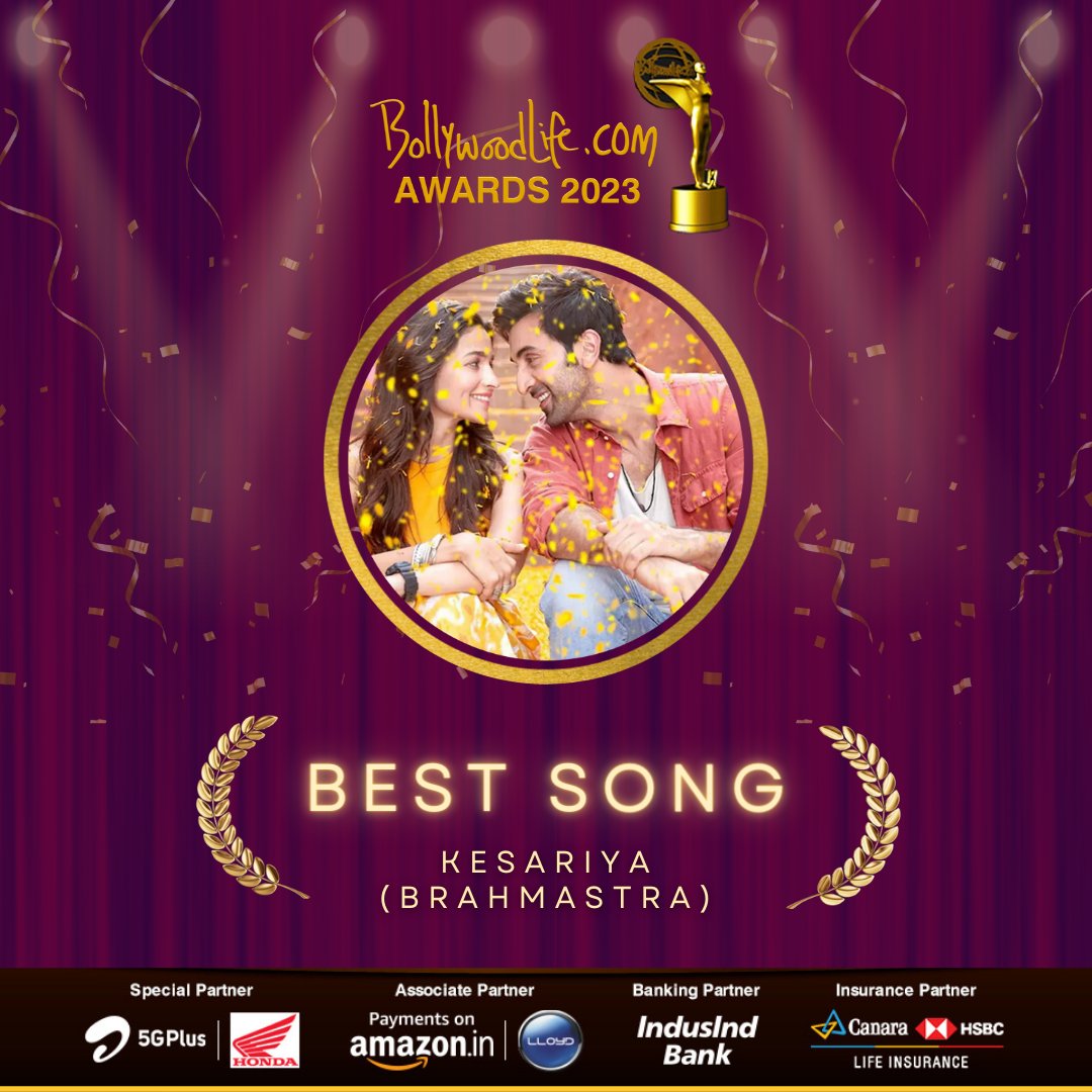 bollywood_life's tweet photo. #Kesariya wins the award for Best Song at the #BLAwards2023! Congratulations! ✨❤️ 

#BollywoodLifeAwards #BLAwards https://t.co/kP0MpejO0W