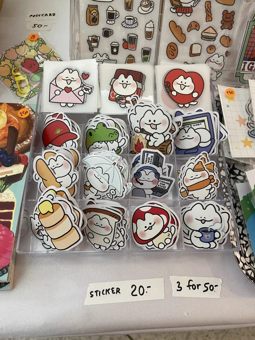 Mini sticker 20.-
Acrylic keyring 100.-/120.- 
Sticker ลอกออกได้ 40.-/50.-/80.- 
