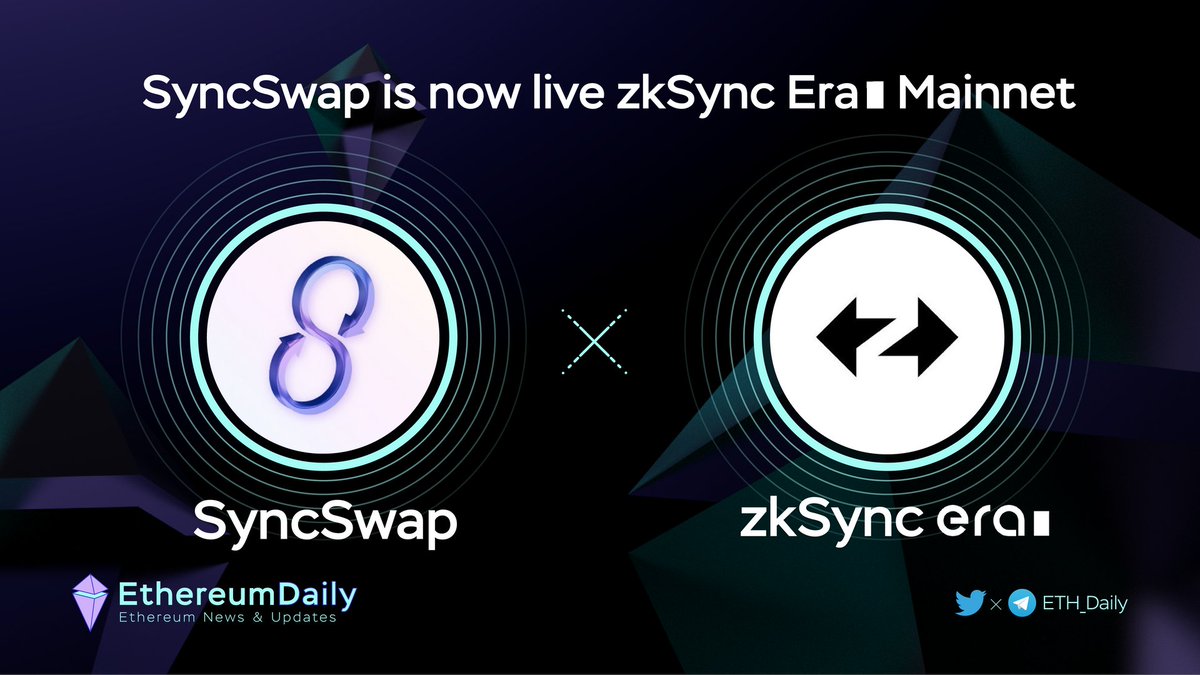 📣 <a href="/syncswap/">SyncSwap (((+)))</a> is finally LIVE on <a href="/zksync/">ZKsync</a> Era Mainnet 

⚡Trade and earn on SyncSwap mainnet! 
syncswap.xyz 

⚡Get your assets ready and bridge them to zkSync Era!
bridge.zksync.io

Airdrop Confirmation: Possible Airdrop 🪂