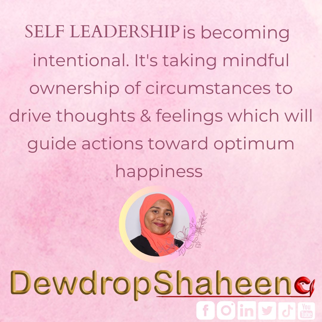 We do not have control over the circumstances. 

However,  we can seize the situation and intentionally drive our thoughts and feelings. 

As we mindfully direct our emotions, we can decide our actions. 

It results in optimum happiness 

#dewdropshaheena #dewdropleadership
