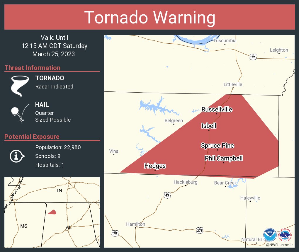 NWS Tornado on Twitter "Tornado Warning including Russellville AL