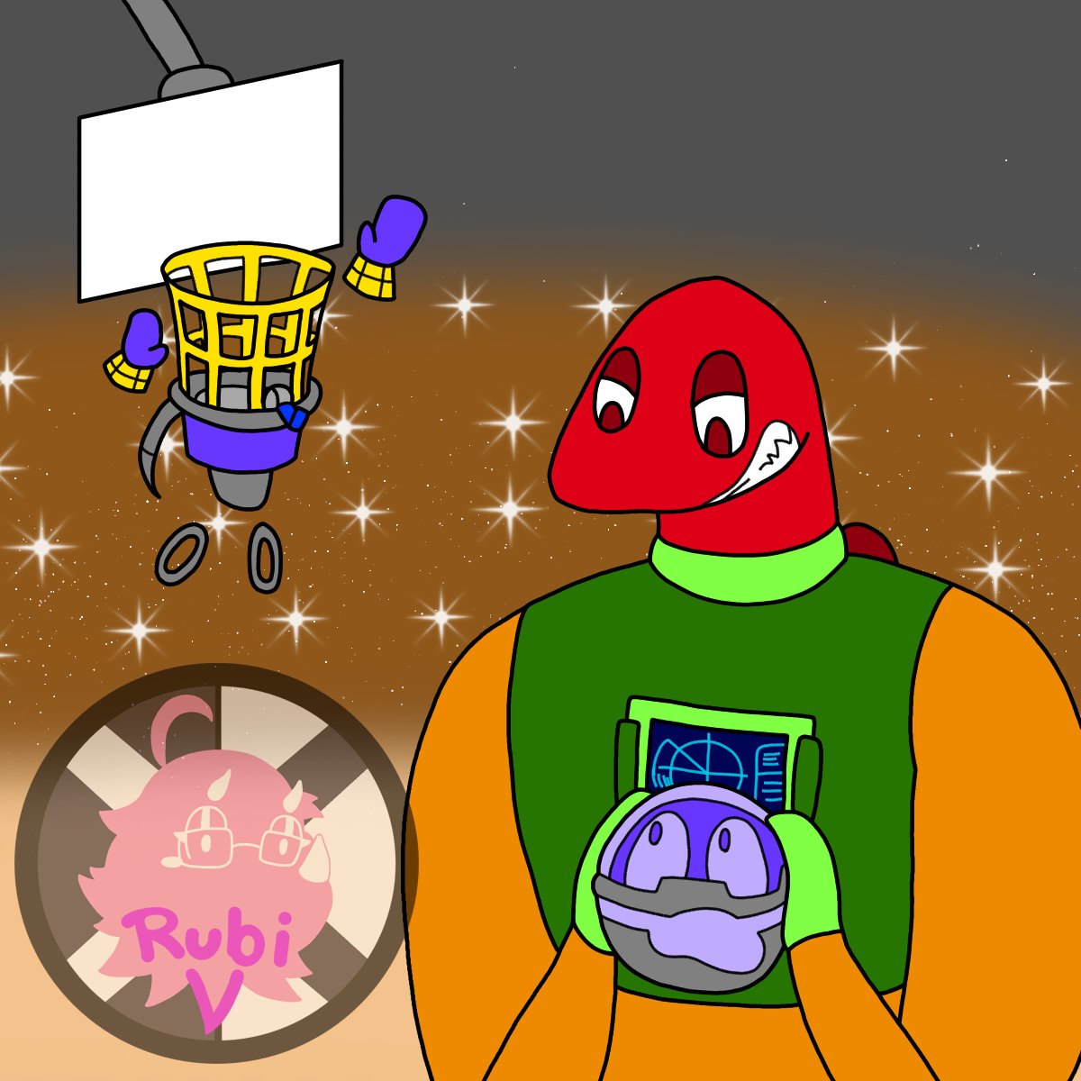 CrazyZircon's tweet photo. #ModularMarch 2023 Day 24: Basketball

It's not a game of Clam Blitz but Special Weapons can also have fun! Wave Breaker got the wire connecting its ball to the cone snapped. Before taking it to Sheldon for a fix, how about if Inkstrike slams a dunk? https://t.co/wEKYr35vjG