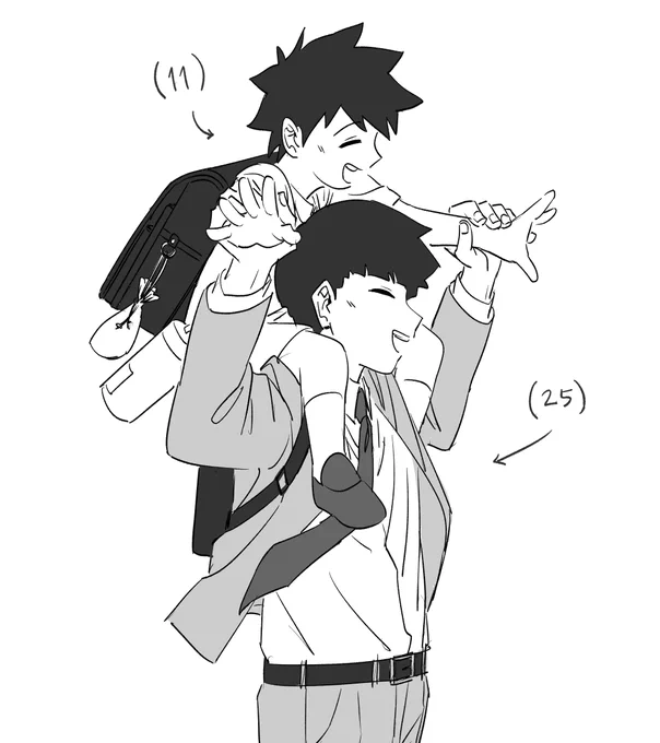 Agegap Kageyama brothers. Shigeo (25) got off work early and picked up Ritsu (11) from school 