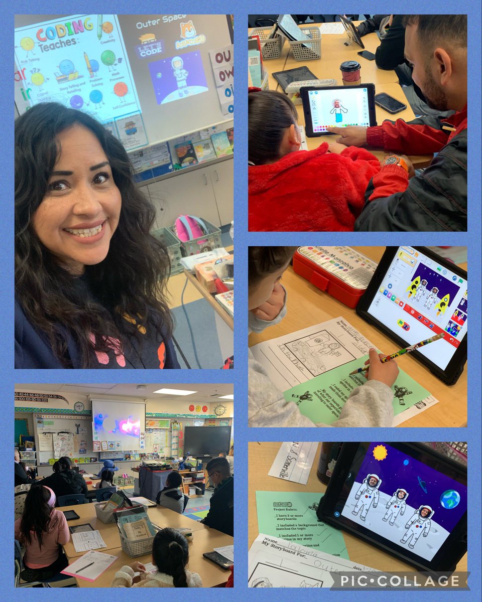 Fun Friday began with our Family STEM Day. Students were exited to be back and to share their expertise with coding. @ScratchJr  @LASchoolsEast #firstgrade #maywoodelementary