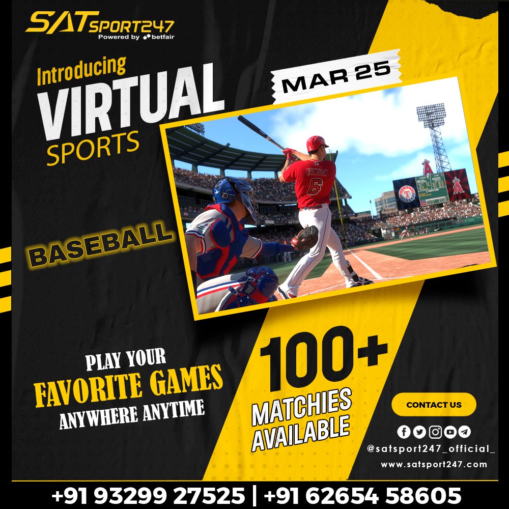 satsport_247's tweet image. 🙌𝐖𝐄𝐋𝐂𝐎𝐌𝐄 𝐓𝐎 𝐒𝐀𝐓𝐒𝐏𝐎𝐑𝐓𝟐𝟒𝟕🙌

#VIRTUAL Baseball

Easy to play Virtual Sports
🔥Anywhere anytime🔥

satsport247.com/0/RUc1R2gwbjJ6…

#Satsport247
-Self Deposit &amp;amp; Withdrawal
-Minimum Id: 500 &amp;amp; Bet:200
-Contact for Support: +916265458605
#Virtualbaseball