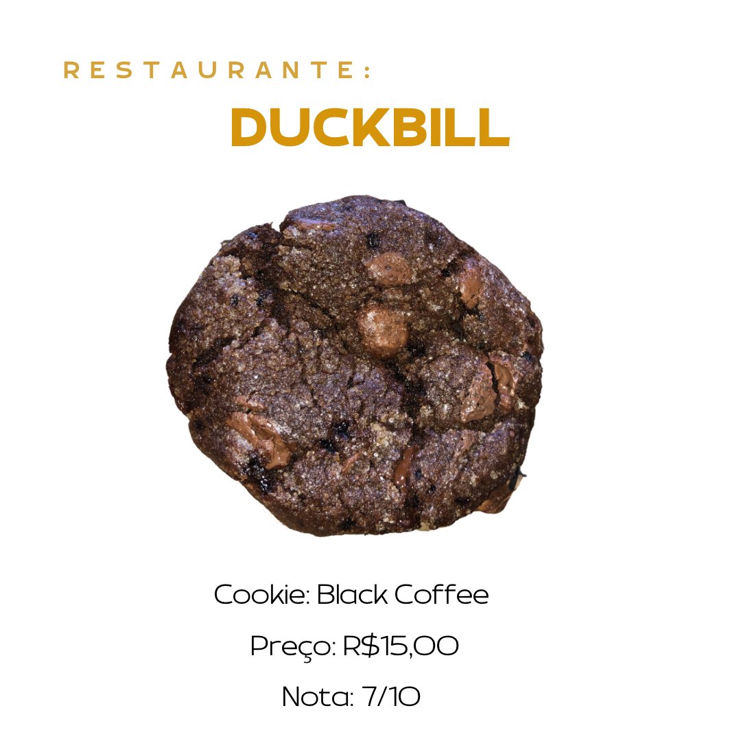 matheus_hobbies's tweet photo. Doceria: Duckbill 

Cookie: Black Coffee 

Preço: R$15,00 

Nota: 7/10

Crítica: N sou muito fã de café, o recheio é bom e a massa também, mas longe do meu sabor favorito, muito menos pedir novamente. Claro que quem ama café precisa experimentar. #cafe #cookie #duckbill https://t.co/a1stbA8gBT