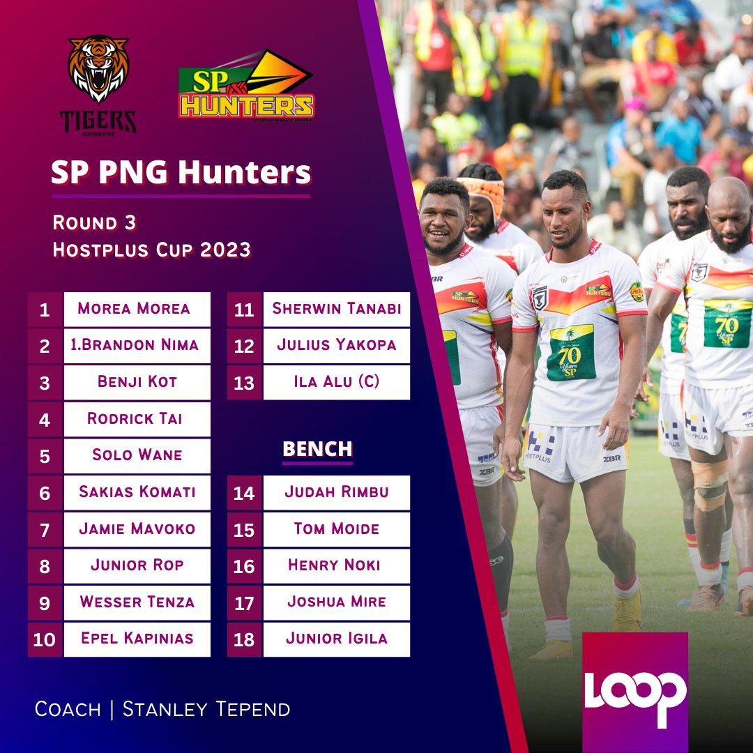 tvwanonline's tweet photo. #Sport SP PNG Hunters Team List:
#SPHunters #BrisbaneTigers #HostplusCup #RugbyLeague #PapuaNewGuinea #PNG #LoopPNG #LoopNews https://t.co/F5e9jBmNzQ