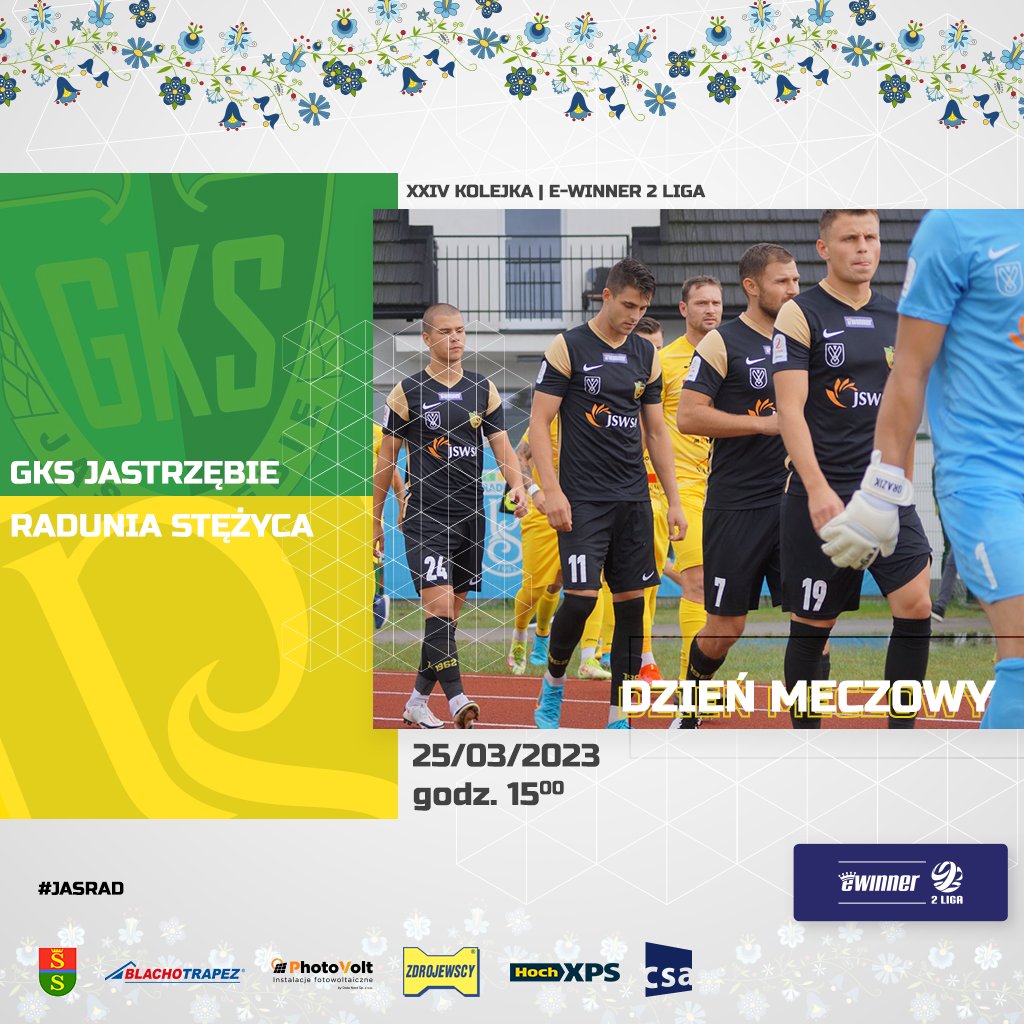 AlexKicjow's tweet photo. Dzień meczowy 🔥 
🇬🇦 💚💛💙 🦜

🏆 24. kolejka 2. Ligi ⚽
🆚 @GKS_JASTRZEBIE
📅 25.03 (sob.)
🕚 15:00
🏟️🚍 Harcerska 14B, J-Z
📝 https://t.co/1L0xKK9JeY
📺🎥 @PilotWP_

#GKSRAD #gminaStężyca #SerceiDumaKaszub #ŁączyNas2Liga 🟩🟨🟦 https://t.co/NpQIzk8FXn
