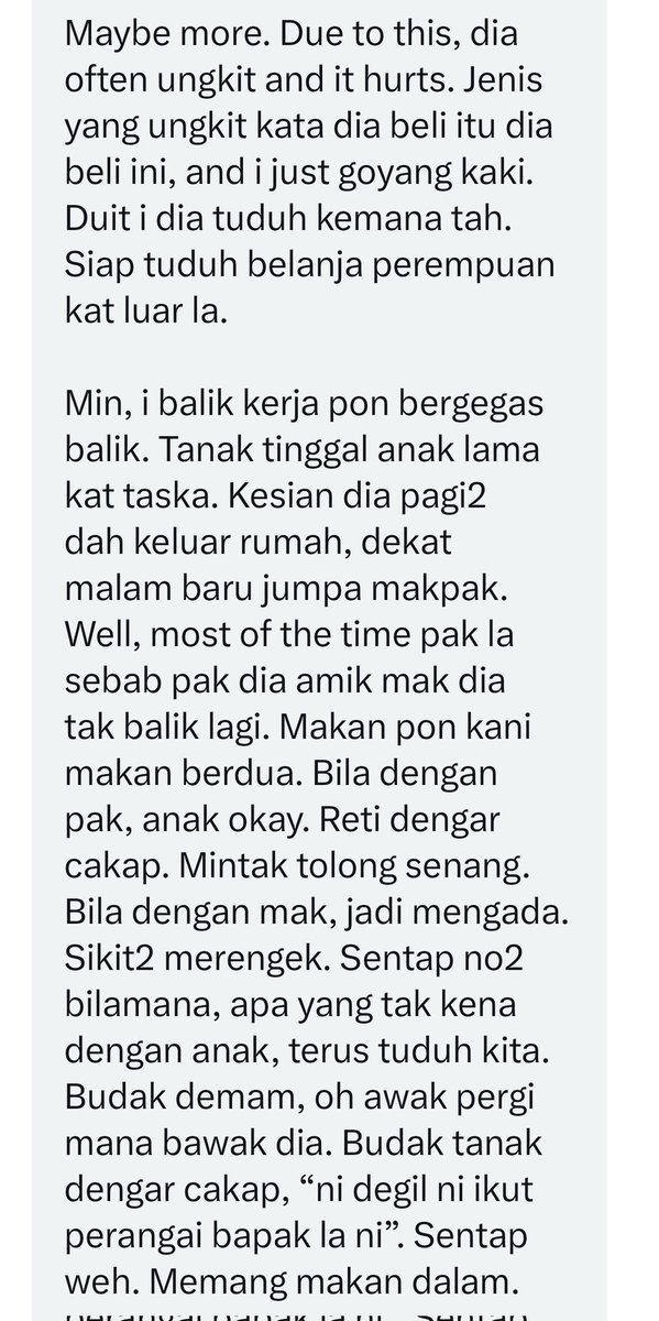 Luahan suami bergaji lebih rendah daripada isteri.

Semua yang dia buat nampak salah, nampak lekeh di mata isteri. Terguris hatinya.

(1/2)