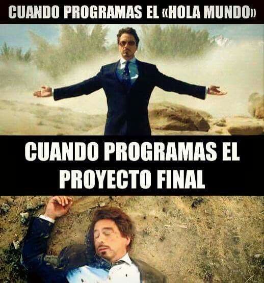 francobalich's tweet image. De "Hola mundo" a proyecto final 🤣💻
#HumorDev #AprenderProgramacion #DesarrolloDeSoftware #Programacion