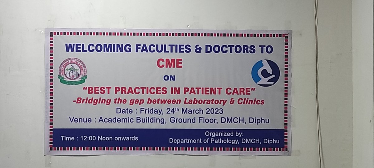 DMCHdiphu's tweet photo. CME on"Best practices in patient care"was organised by Deptt of Pathology DMCH Diphu.Dr Neelakshi Mahanta - SCI Guwahati,Dr Asitava Deb Roy &amp; Dr Dipmala Das - AIIMS Deoghar emphasised on bridging the gap b/w Laboratory &amp; clinics. 
@CMOfficeAssam 
@keshab_mahanta 
@PomiBaruah https://t.co/chEfxypMcL