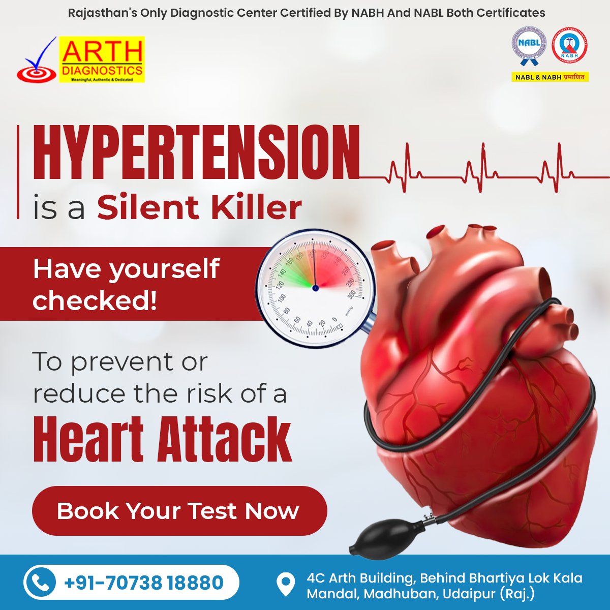 ArthDiagnostics's tweet photo. Control Your Blood Pressure, Control Your Health: Understanding Hypertension with Arth Diagnostics Center.
📞:+918559855945🌐:https://t.co/ZEhQSha73U
📍:4C Arth Building, Behind Bhartiya Lok Kala Mandal, Opp. Canara Bank, Madhuban, Udaipur(Raj.)
 #Udaipur #Pathology #Healthcare https://t.co/eEa4hOfm7T