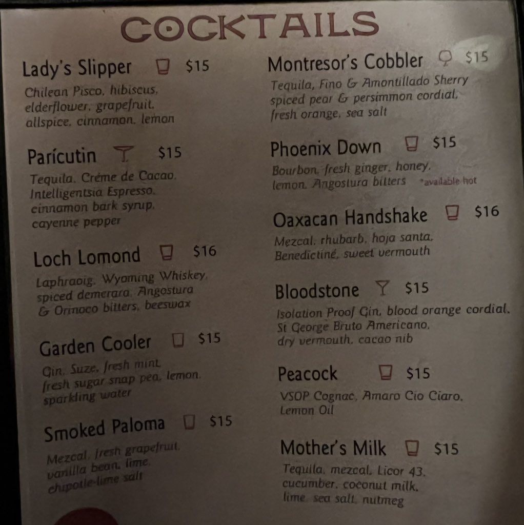 kudosdunce's tweet image. what should I get for my second drink (I already got the smoked paloma) ignore the inflation prices #replytweet