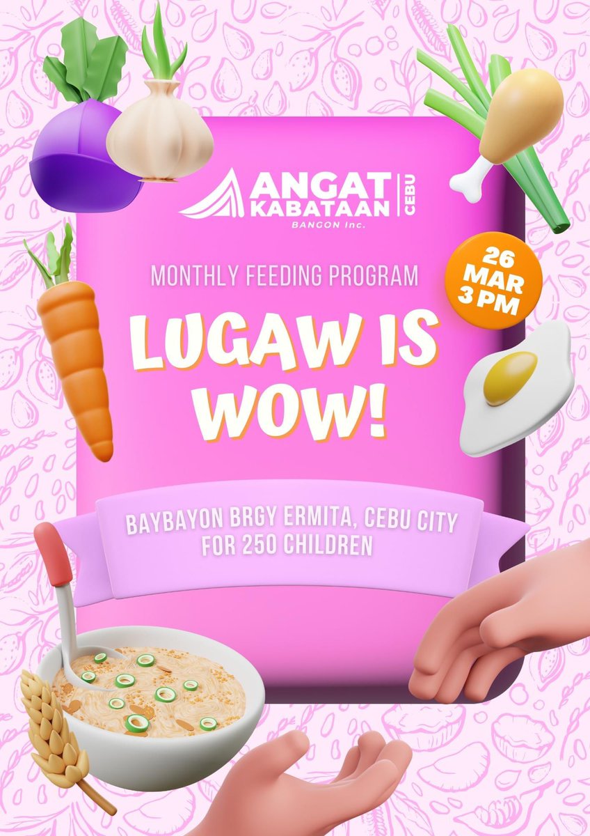ABYCebu's tweet photo. Join us in making a difference in the lives of 250 children by participating in our monthly feeding program "Lugaw is Wow" on March 26, 2023, at Baybayon Ermita. https://t.co/xO6wb2Mv6h