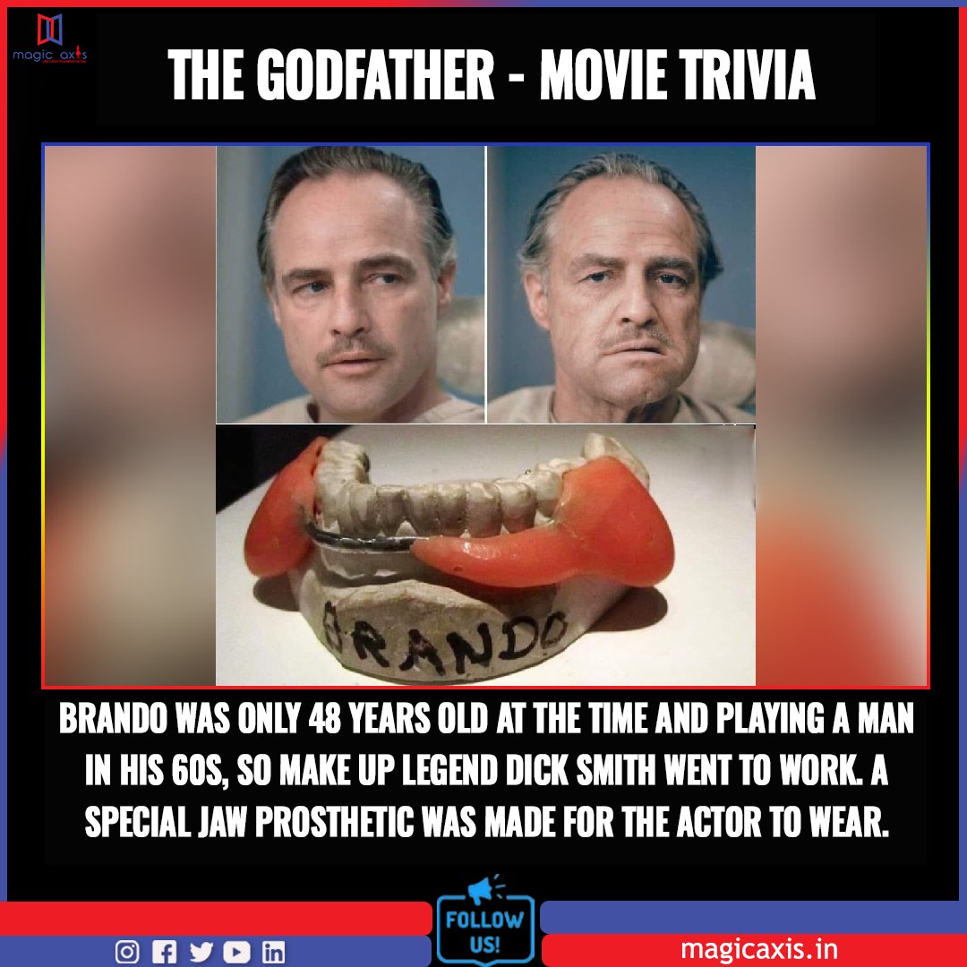 Follow Us For More Amezing Movie Facts 

 #Godfather #Moviefacts #movietrivia #movietriviamonday #didyouknow
#MagicAxis #HollywoodMovies #HollywoodUpdate #hollywoodclassics #hollywoodmoviestar #MovieNostalgia #Nostalgia