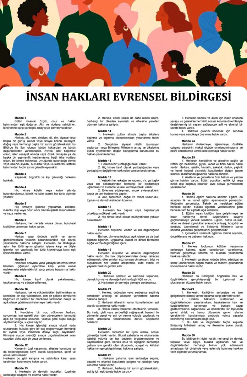 İnsan hakları evrensel bildirgesi maddeleri