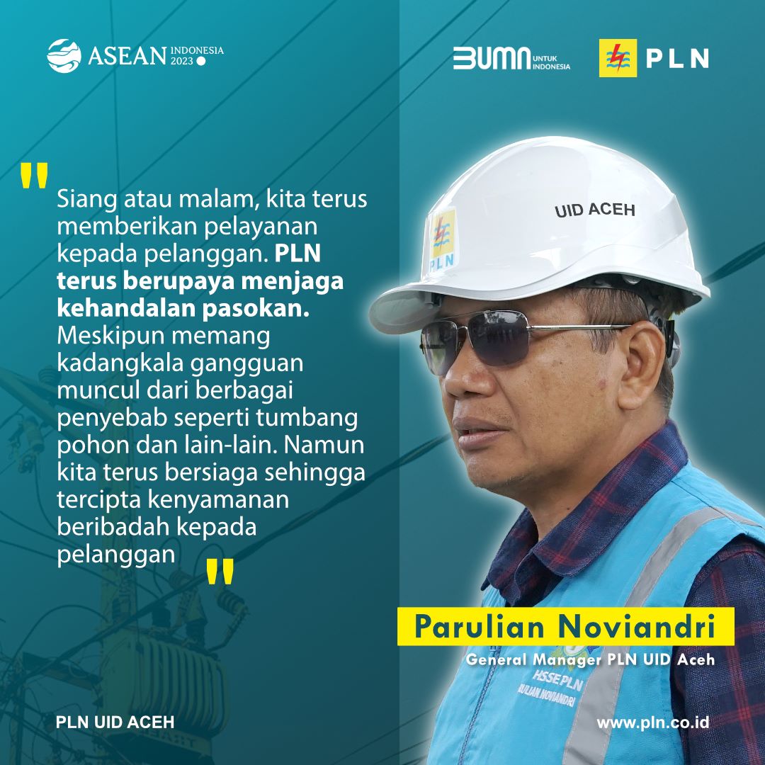 plnacehofficial's tweet photo. Assalamu'alaikum #Electrizen ,

PLN selalu berkomitmen untuk memberikan pelayanan terbaik pada pelanggan, baik siang maupun malam.

#PLNAceh #PelayananTerbaik #ListrikHandal #BeribadahNyaman #SiangMalam #SiagaListrik #KenyamananPelanggan #PasokanListrik #KomitmenPLN. https://t.co/8pGVJEdEws