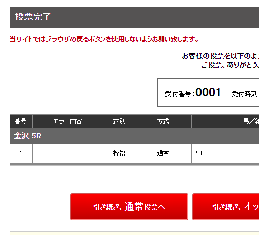 では本日のお競馬はここから。ハズれたら画面閉じます。金沢5R。Bでも戦っていた②オーミシンゲンが軸。帰りに戦国無双やるの