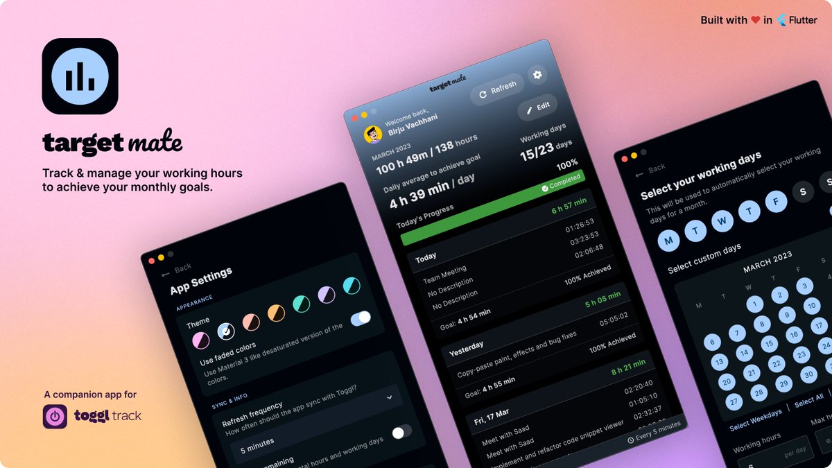 birjuvachhani's tweet image. Big shoutout to @toggltrack for sponsoring my companion app, Target Mate, on Github💙! Your support means the world to me and I&apos;m excited to continue improving the app for users 🙌.

#opensource #githubsponsors #appdevelopment #flutterdev #flutter #toggl

github.com/BirjuVachhani/…
