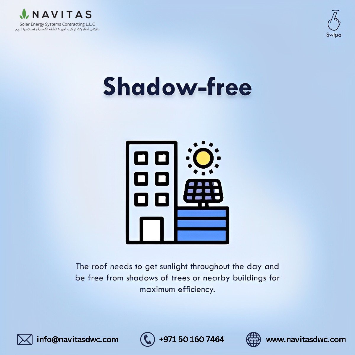 NavitasSolarEng's tweet photo. This post takes a look at the general factors to be considered to self-test the feasibility of a rooftop solar PV system installation

It’s time to go solar, it’s time for #NavitasDubai
#SolarUAE#ShamsInitiative #Navitassolar #solarenergy #SolarContracting #SolarConsultant #SOLAR https://t.co/pUkvRFqyXA