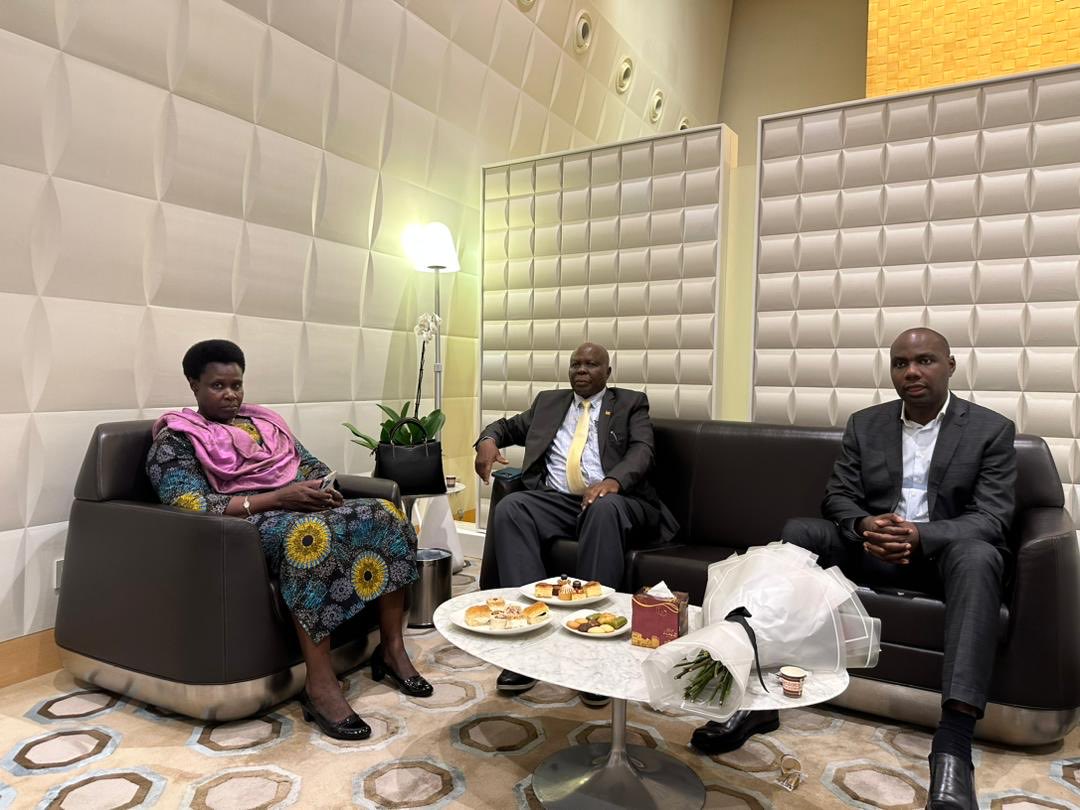 Receiving the Vice President Of Uganda H.E Jessica Alupo at the Hamad international Airport Doha