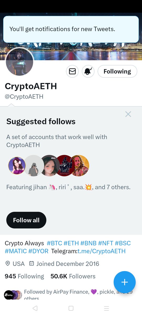 jaeann26's tweet photo. @A100888 @cryptoxfire @CryptoIXU @CryptoAETH @CryptoCrystall Done ✅ https://t.co/SCqbdtbxOl