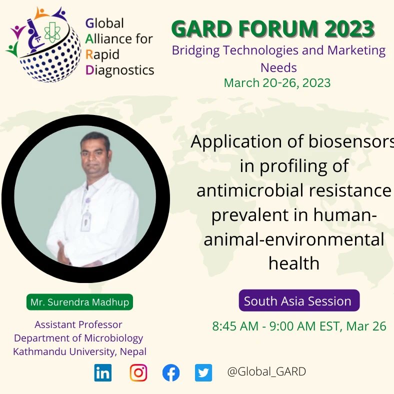 global_gard's tweet photo. 🗺️🌍🌏🔬Be a part of a movement to transform healthcare through rapid diagnostics. Register for GARD and help us build a better future for everyone. Join South Asia Session of GARD Forum 2023.
Free Registration at https://t.co/wGKV3197Dg https://t.co/9ib3jb77pZ